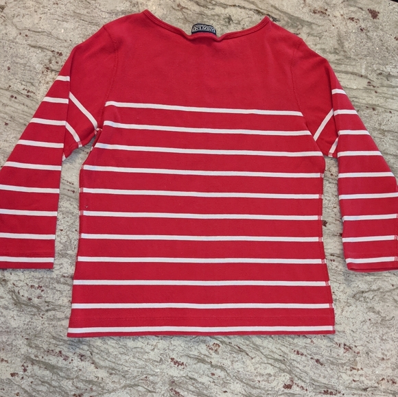 Land's End Crewneck Red & White Striped 100% Cotton EUC Small - Picture 2 of 8